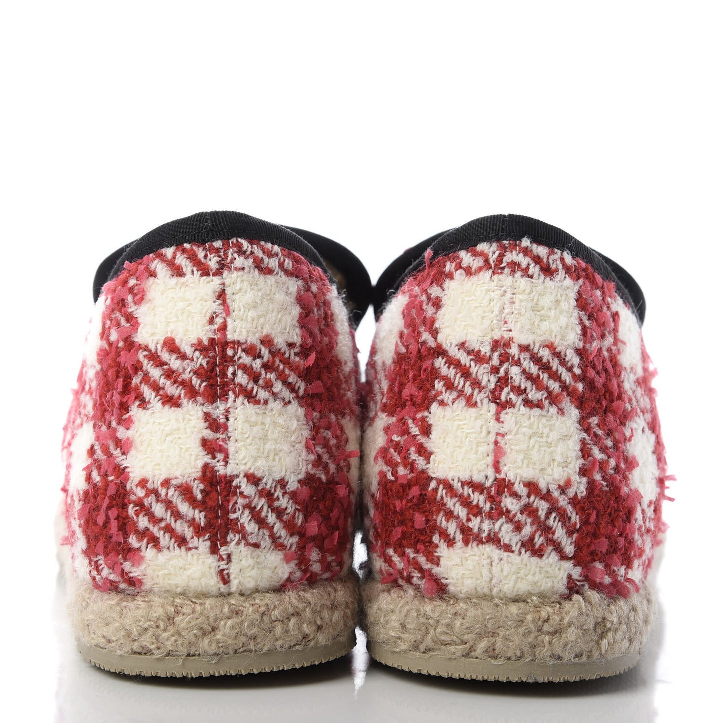 Wool Tweed Checkered Womens Fria Horsebit Loafers 38.5 Red