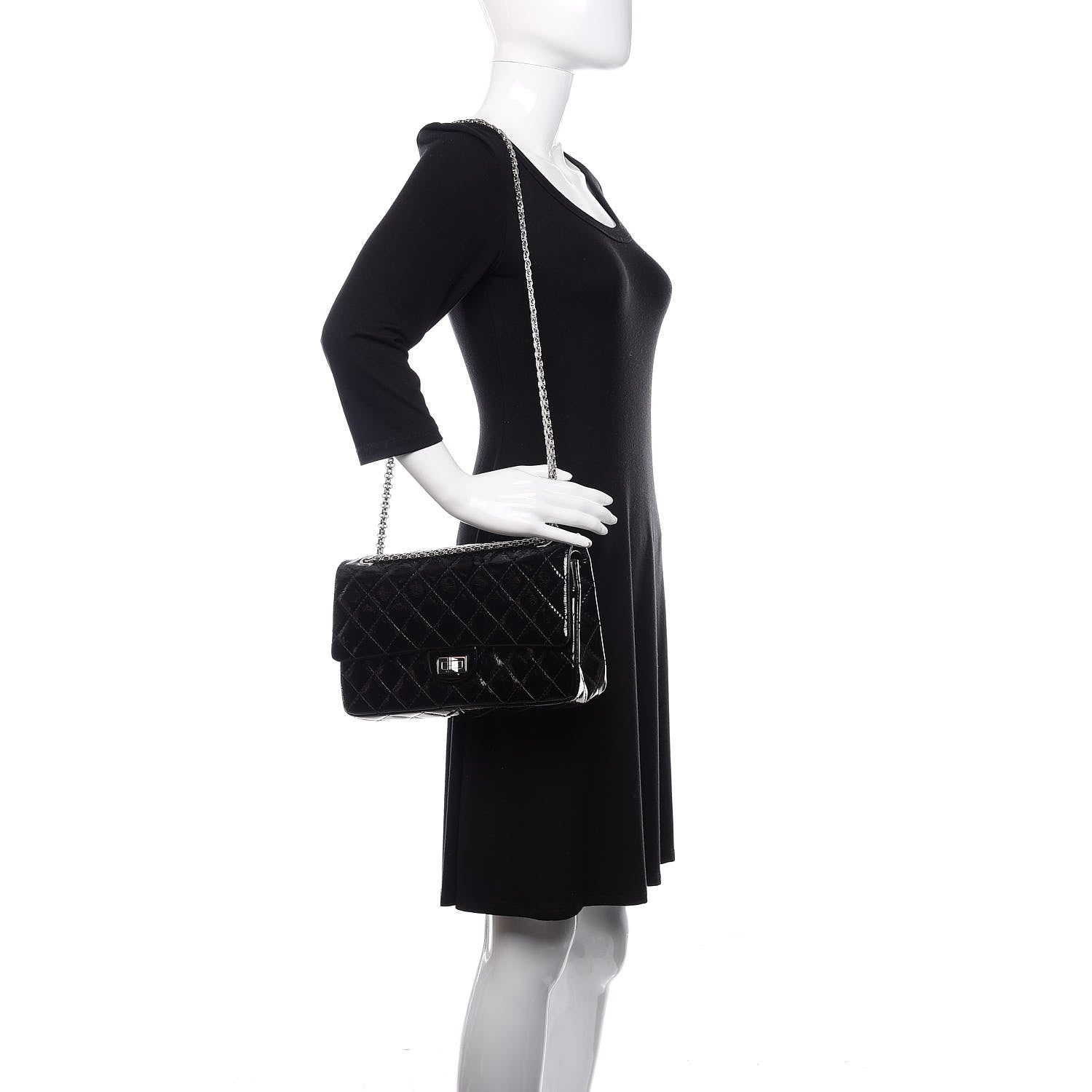 Chanel Distressed Patent Quilted 2.55 Reissue 226 Flap Black 2 of 10