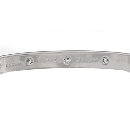 Cartier 18K White Gold 10 Diamond LOVE Bracelet 16 6 of 8