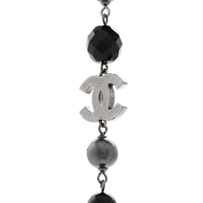 Chanel Ruthenium Pearl Beaded CC Long Necklace Black 4 of 5