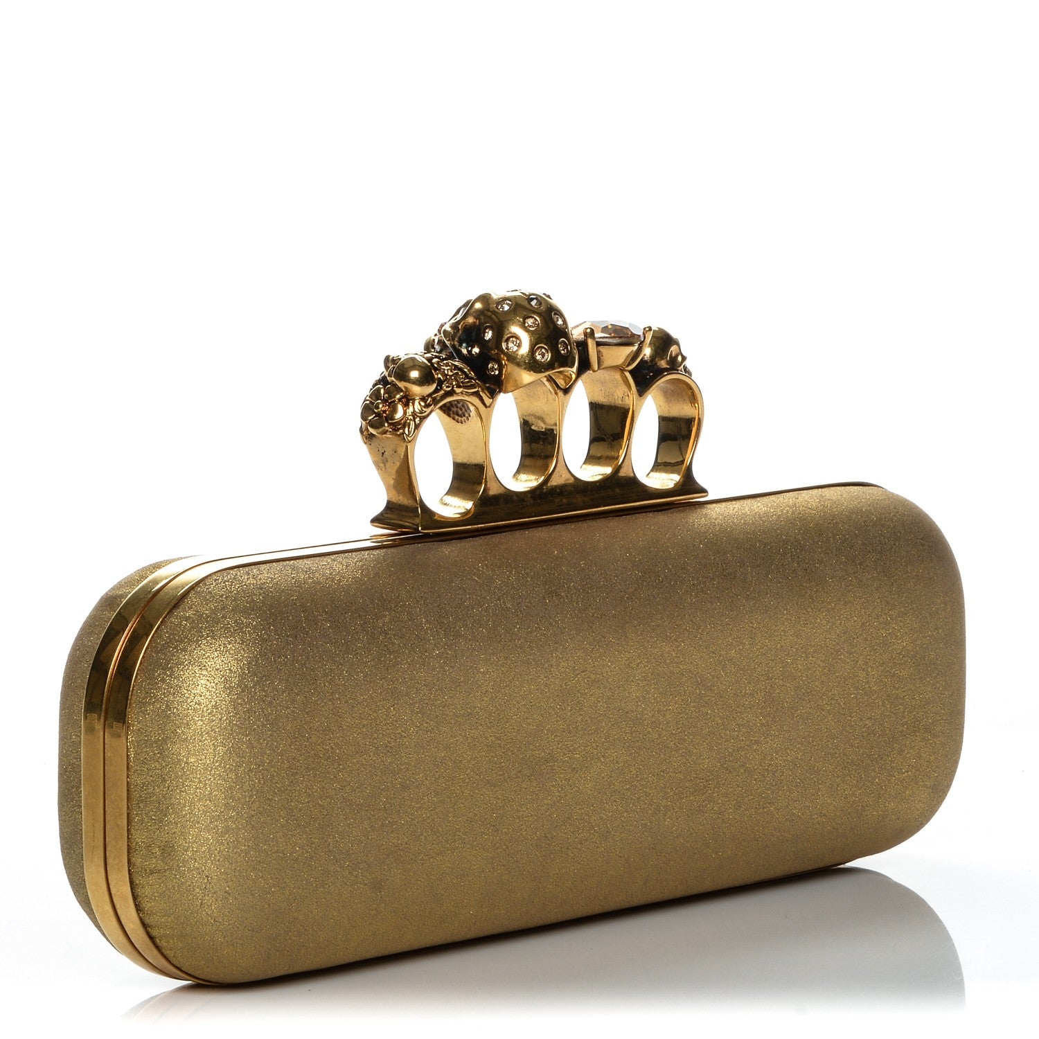 Alexander McQueen Metallic Skull Knuckle Box Long Clutch Gold 3 of 7
