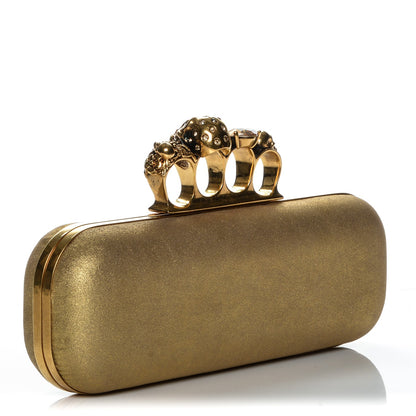 Alexander McQueen Metallic Skull Knuckle Box Long Clutch Gold 3 of 7