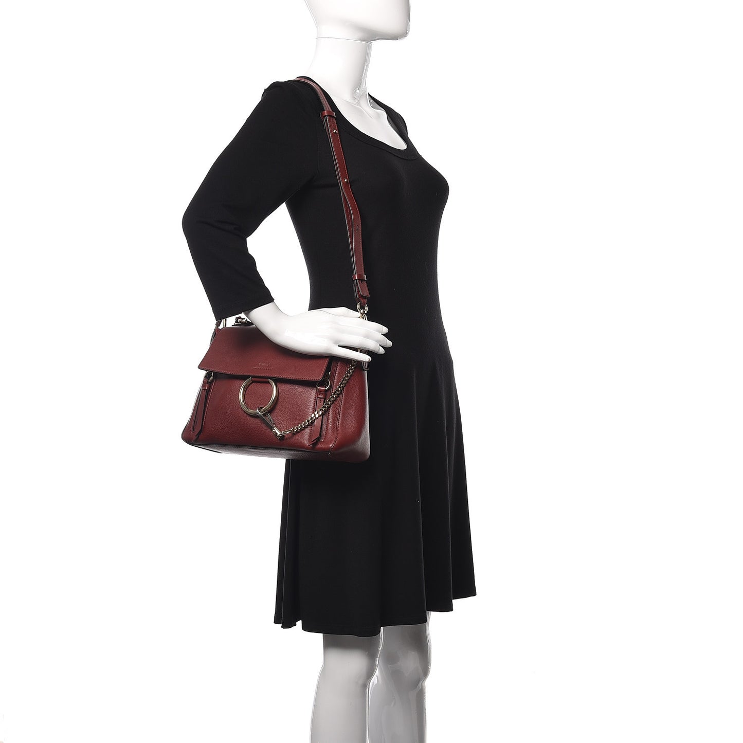 Calfskin Small Faye Day Shoulder Bag Sienna Red