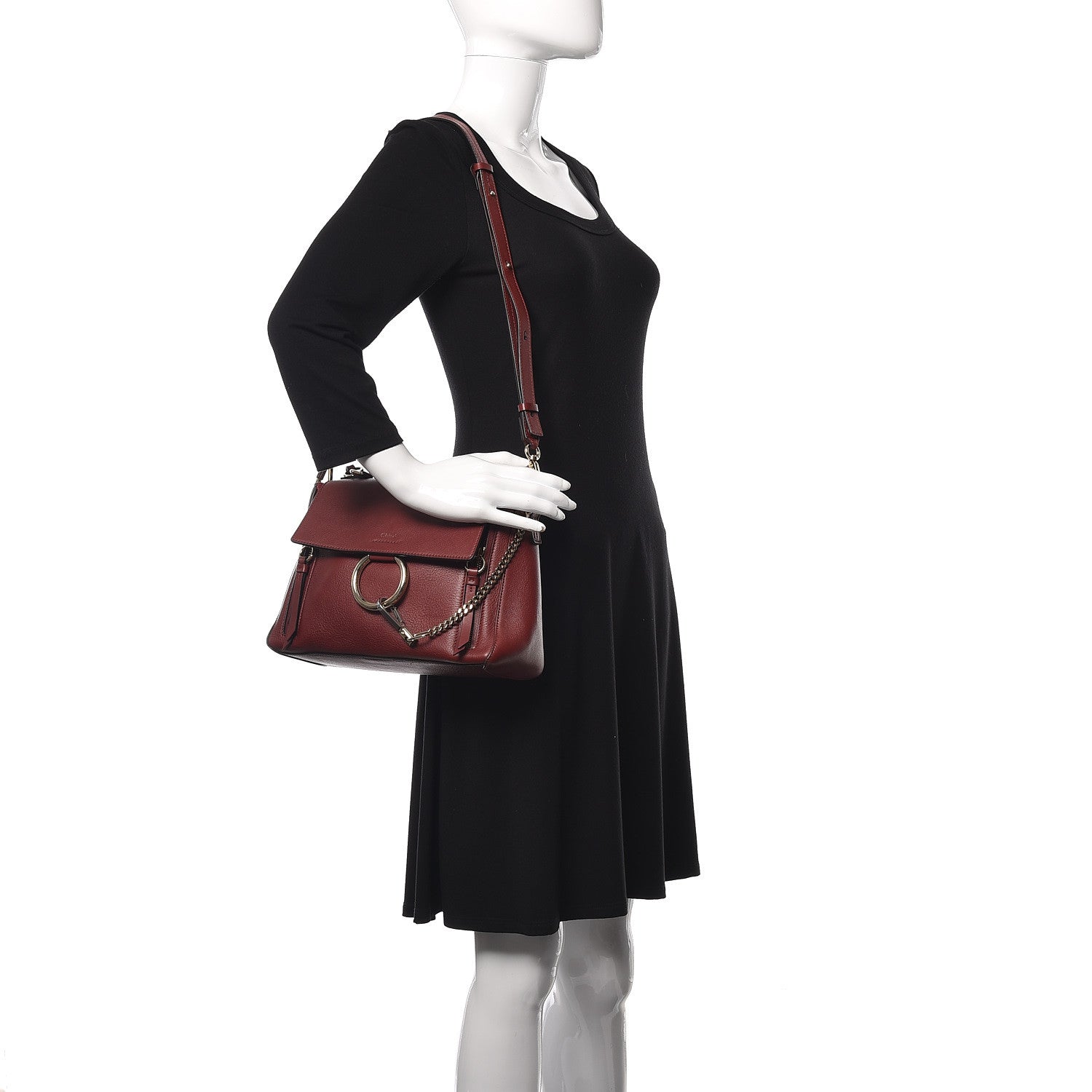 Chloe Calfskin Small Faye Day Shoulder Bag Sienna Red 2 of 9