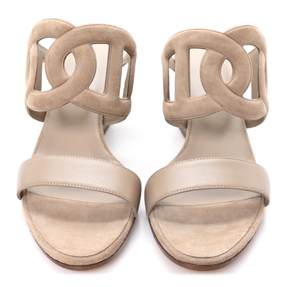 Hermes Suede Goatskin Nappa Bikini Sandals 38.5 Beige Sable 3 of 10