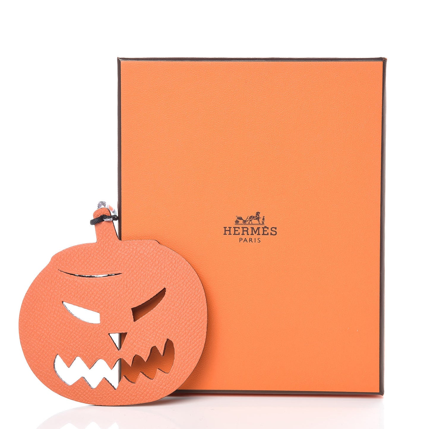 Epsom Togo Petit H Pumpkin Bag Charm Orange Black