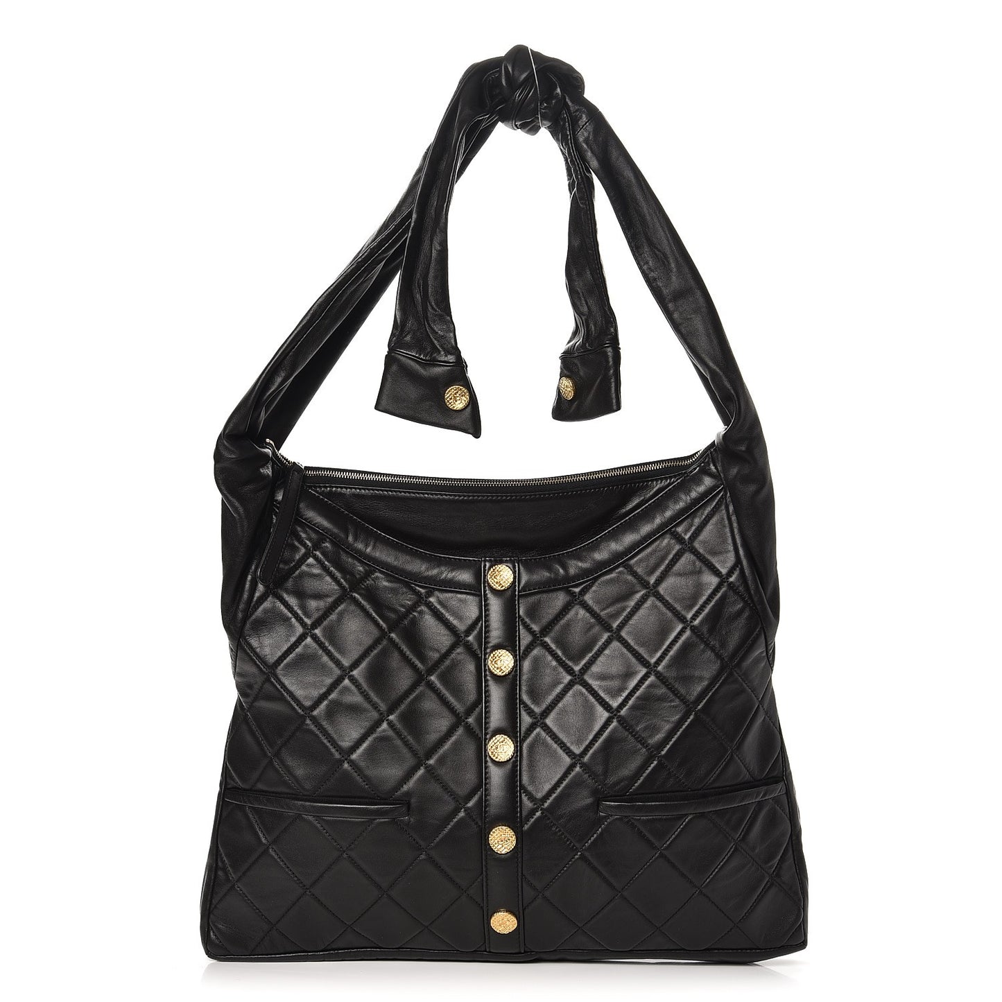 Lambskin Quilted Large Girl Bag Black