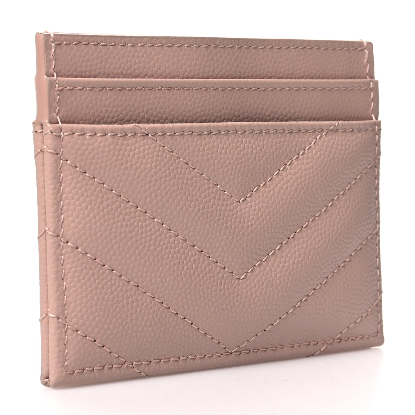 Grain De Poudre Matelasse Chevron Monogram Credit Card Case Pale Pink