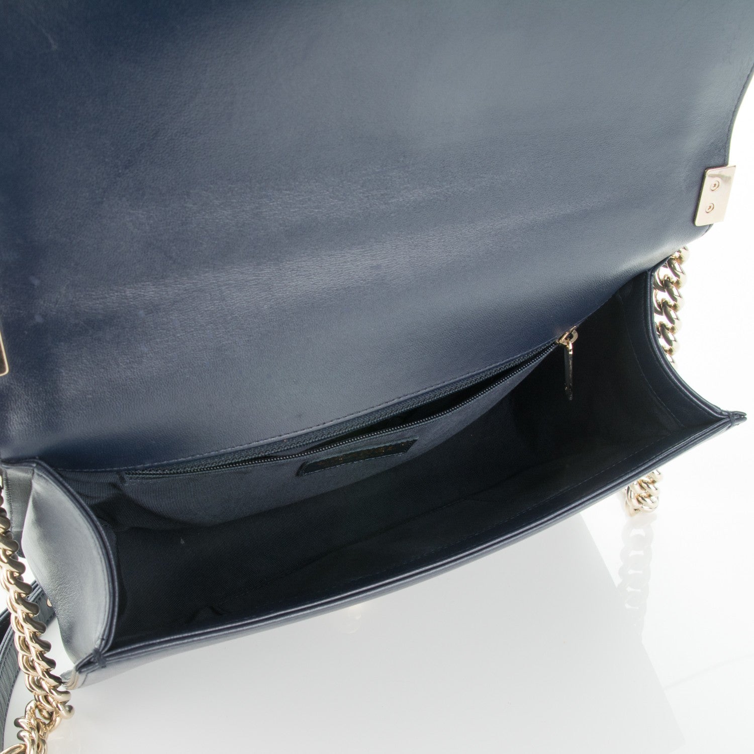 Chanel Lambskin Quilted New Medium Boy Flap Dark Navy Blue 5 of 8