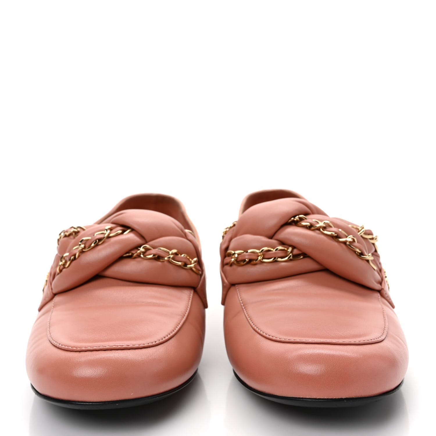 Chanel Lambskin CC Braided Chain Loafers 38.5 Powder Pink 2 of 9