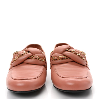 Chanel Lambskin CC Braided Chain Loafers 38.5 Powder Pink 2 of 9