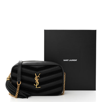 Saint Laurent Calfskin Suede Matelasse Monogram Mini Lou Camera Bag Black 11 of 11