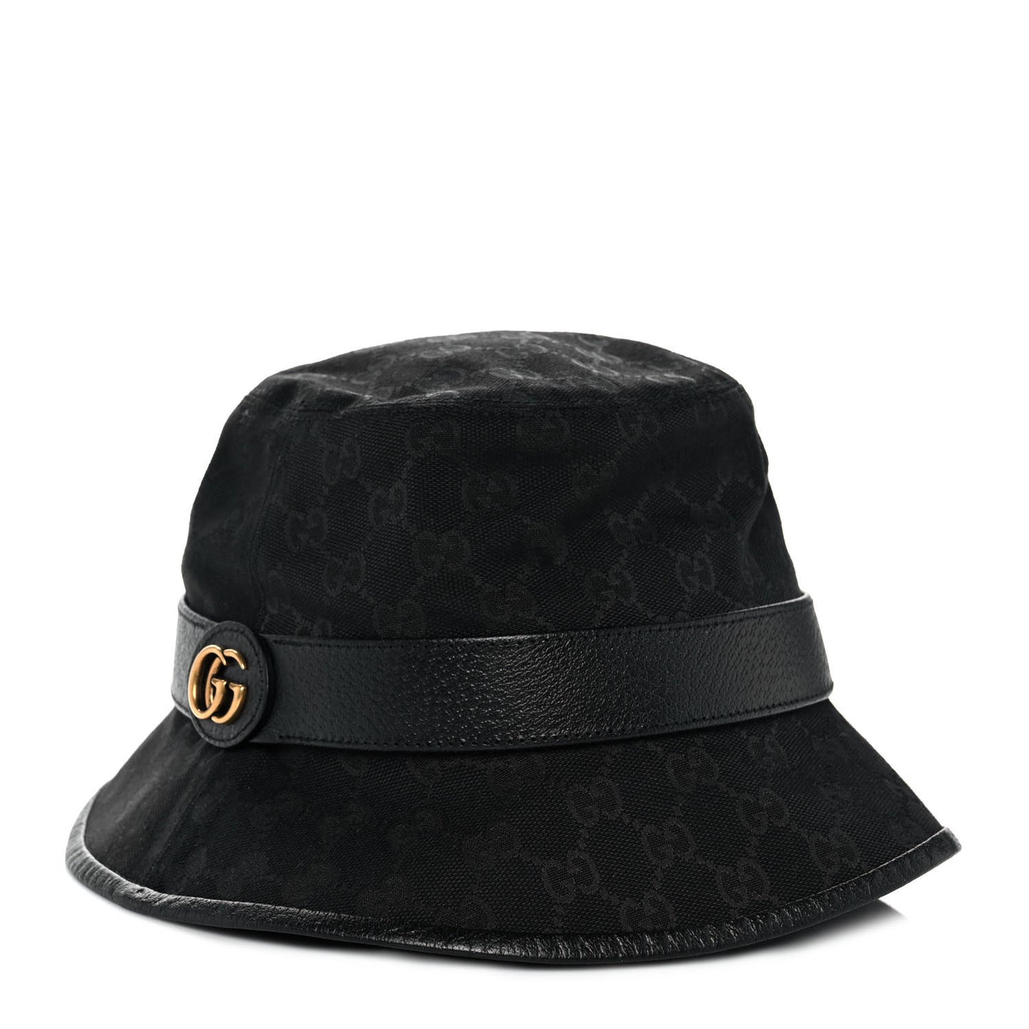 Monogram Textured Dollar Calfskin GG Jago Bucket Hat M Black