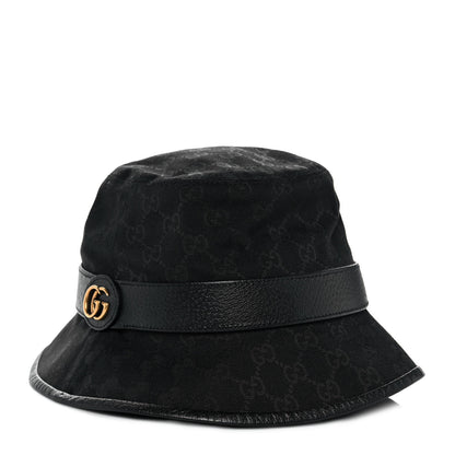 Gucci Monogram Textured Dollar Calfskin GG Jago Bucket Hat M Black 1 of 7