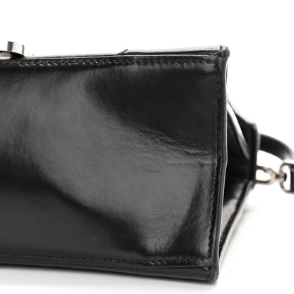 Balenciaga Shiny Box Calfskin Graffiti Logo Small Hourglass Top Handle Bag Black Silver 16 of 17