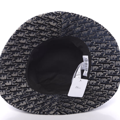 Christian Dior Velvet Oblique Large Brim Bucket Hat 58 Bleu Marine 5 of 7