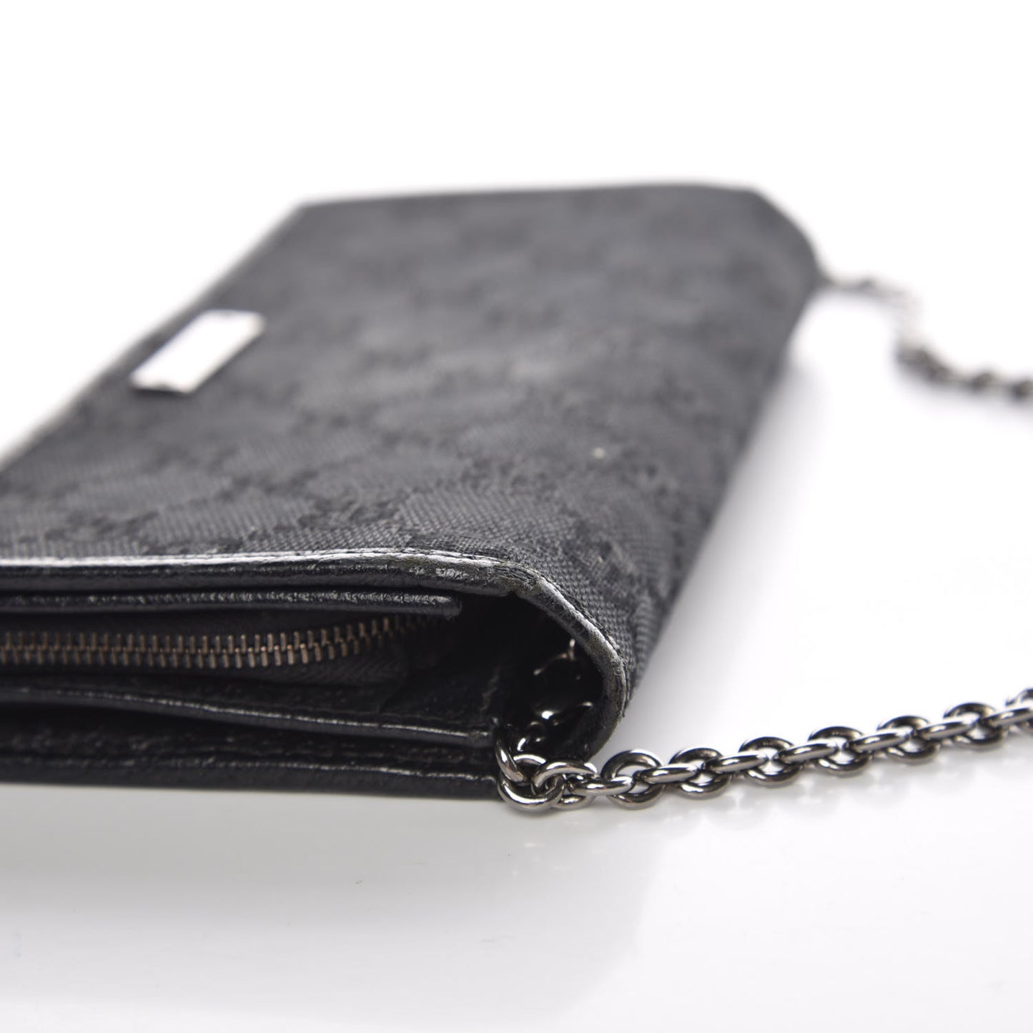 Monogram Metal Bar Chain Wallet Black