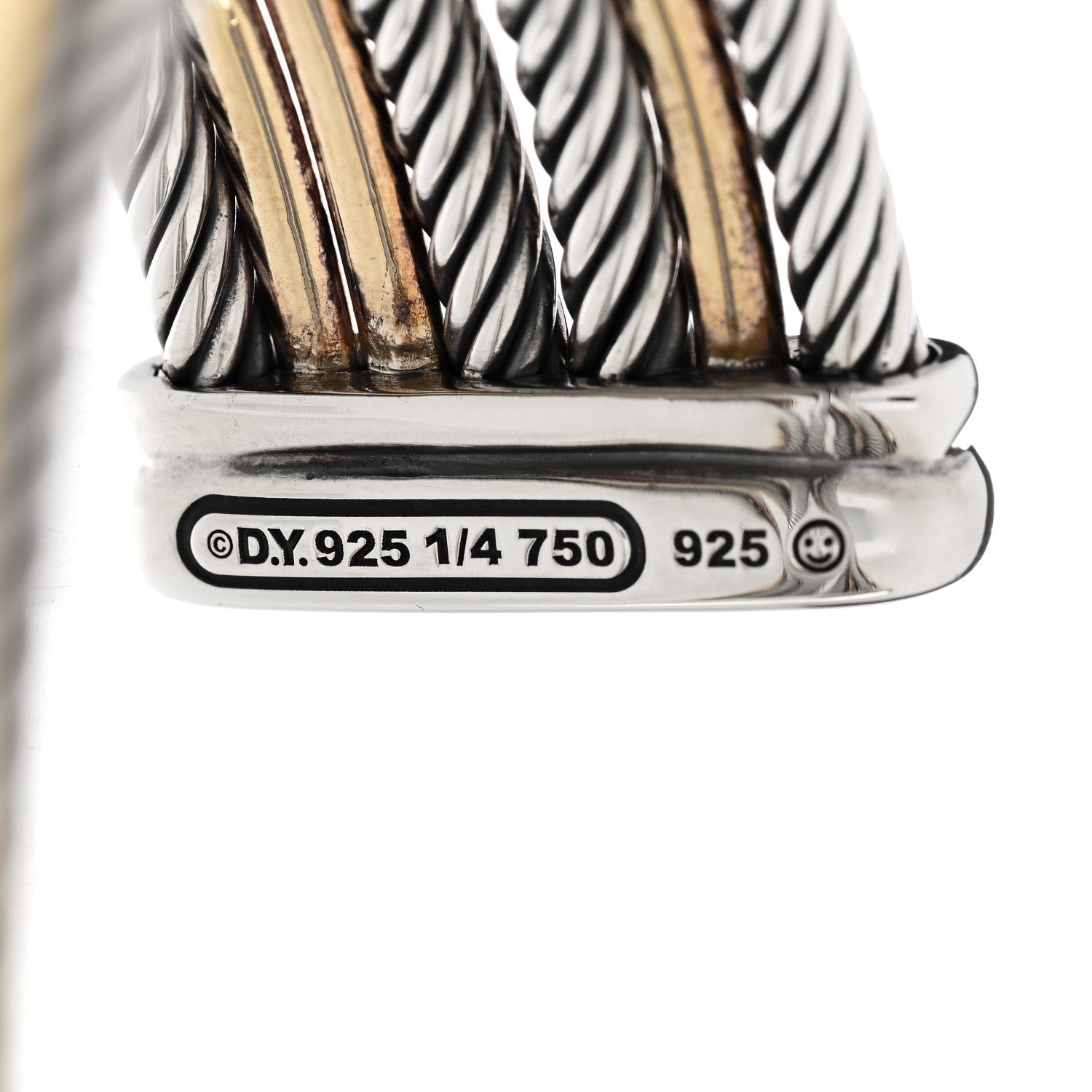 David Yurman Sterling Silver 18K Yellow Gold 21mm Four Row Crossover Cuff Bracelet 4 of 4