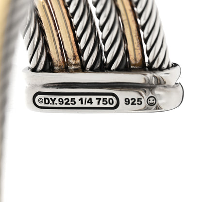 David Yurman Sterling Silver 18K Yellow Gold 21mm Four Row Crossover Cuff Bracelet 4 of 4