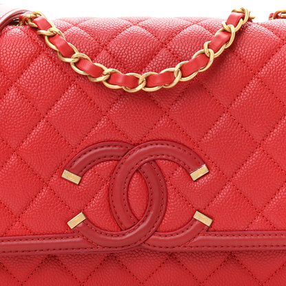 Chanel Caviar Quilted Medium CC Filigree Flap Red 8 of 12