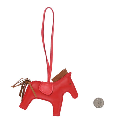 Hermes Milo Lambskin Grigri Rodeo Horse Bag Charm MM Rouge Indien Gold Bougainvillea 2 of 4