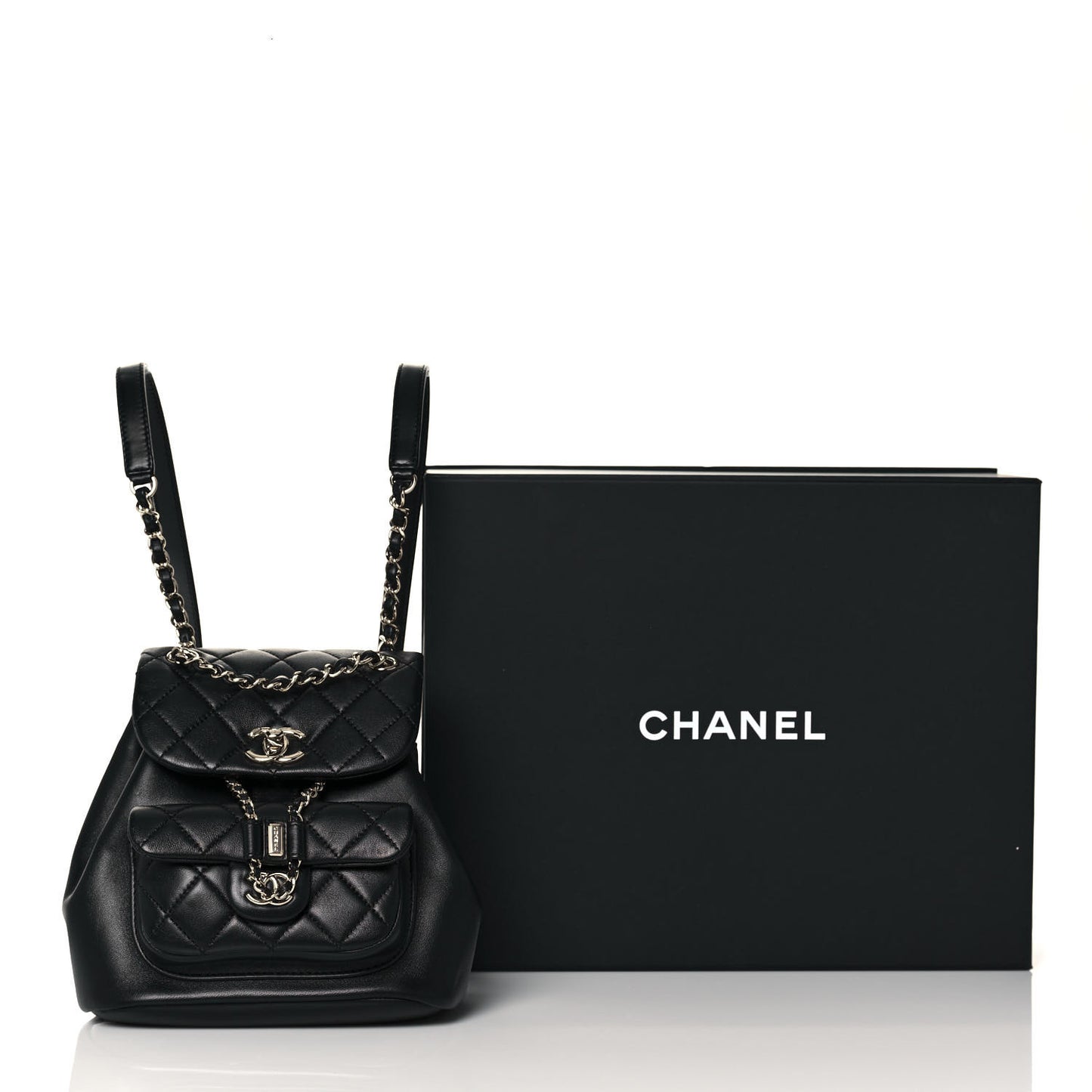 Lambskin Quilted Small Duma Drawstring Backpack Black