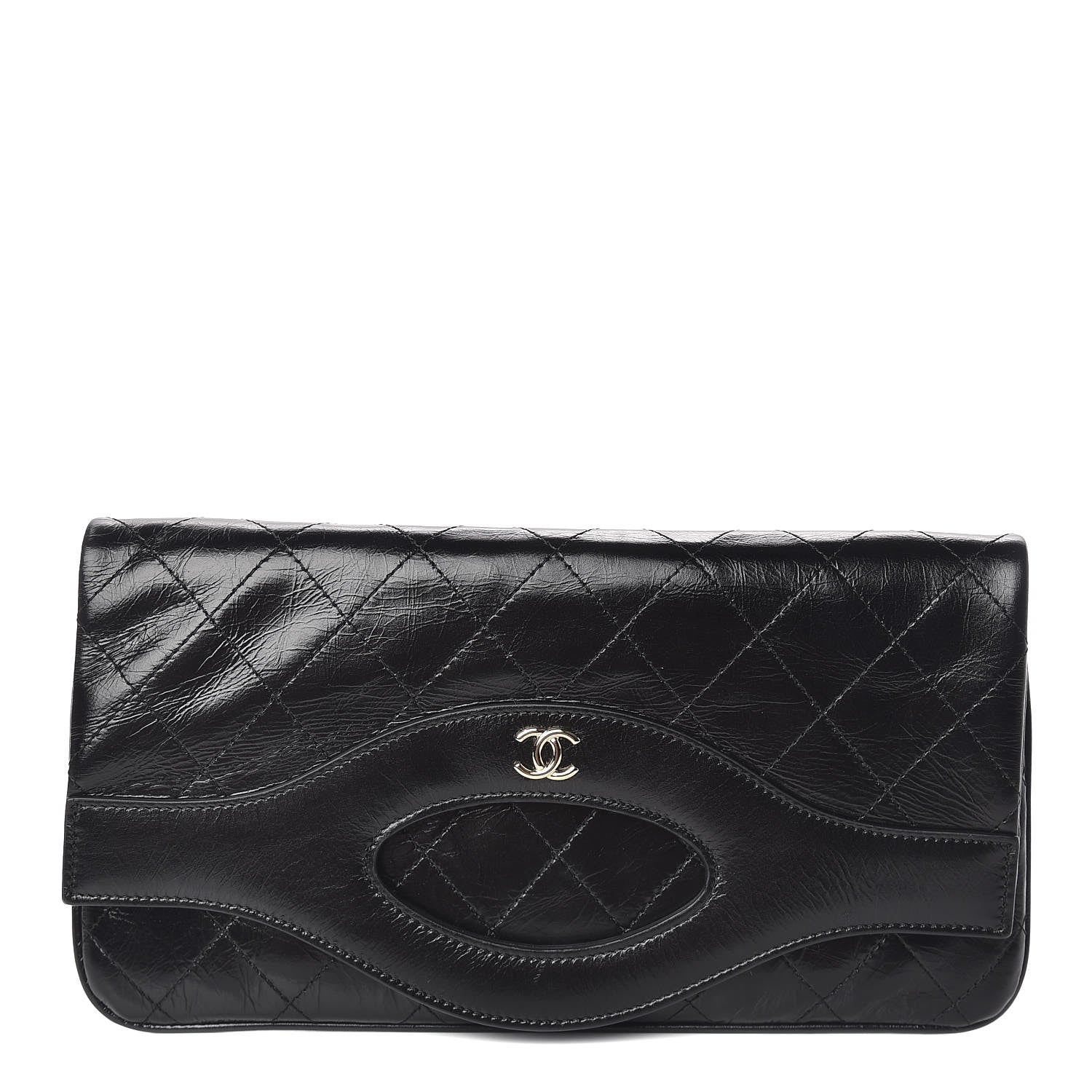 Chanel Shiny Crumpled Calfskin Small 31 Pouch Black 1 of 8