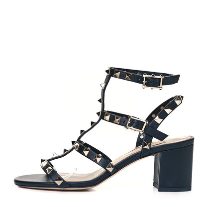 Valentino Garavani Calfskin Rockstud 60mm City Sandals 35.5 Black 1 of 9