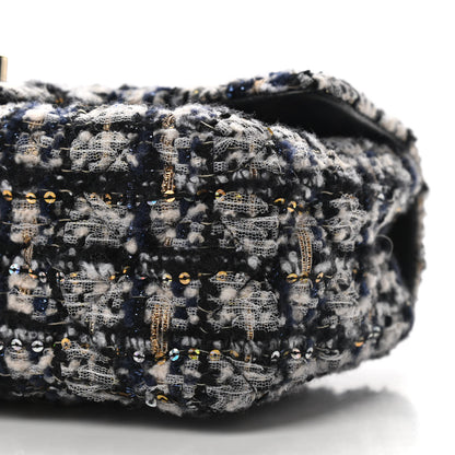 Chanel Glittered Tweed Quilted Mini Rectangular Flap Navy Blue 9 of 9