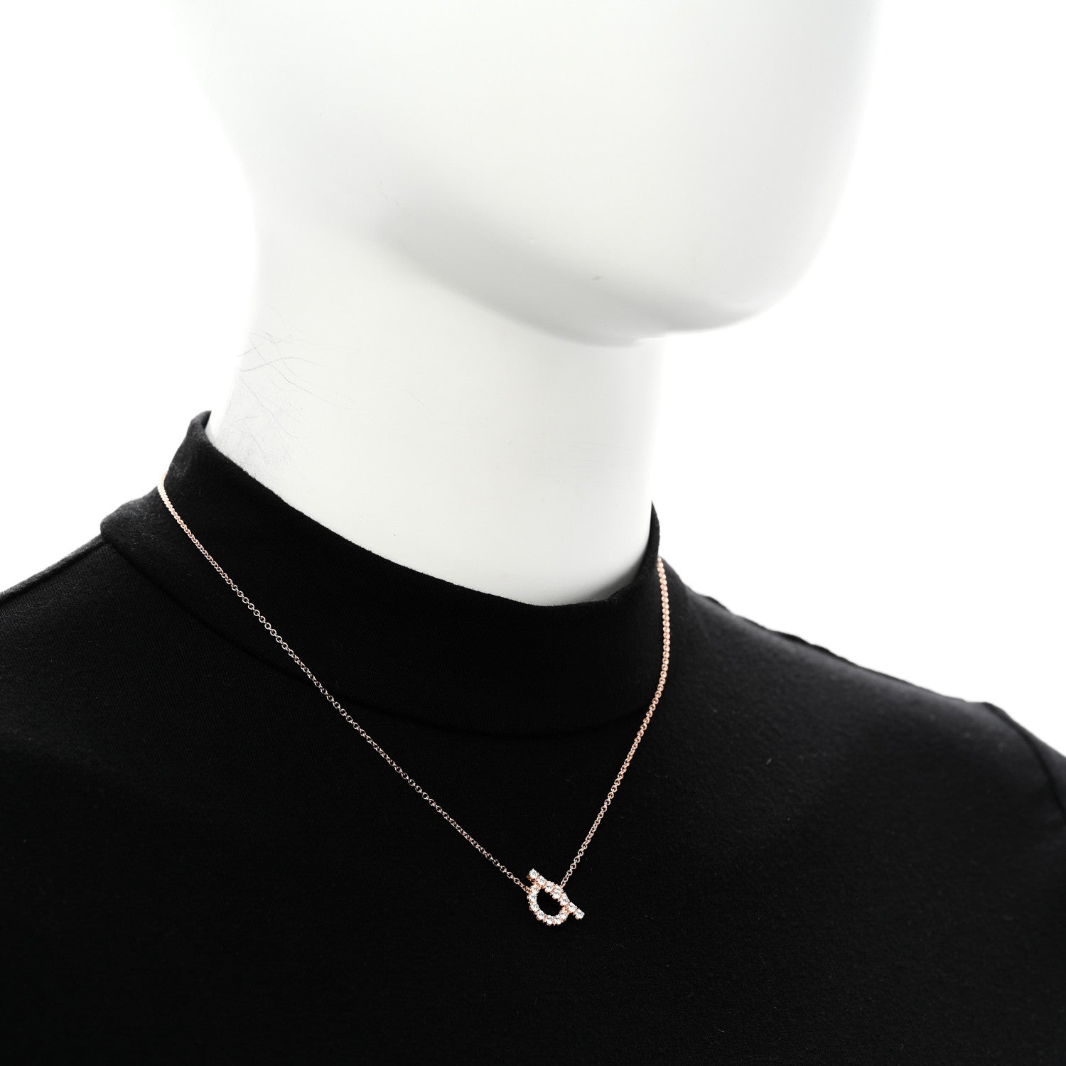 Hermes 18K Rose Gold Diamond Finesse Pendant Necklace 2 of 6