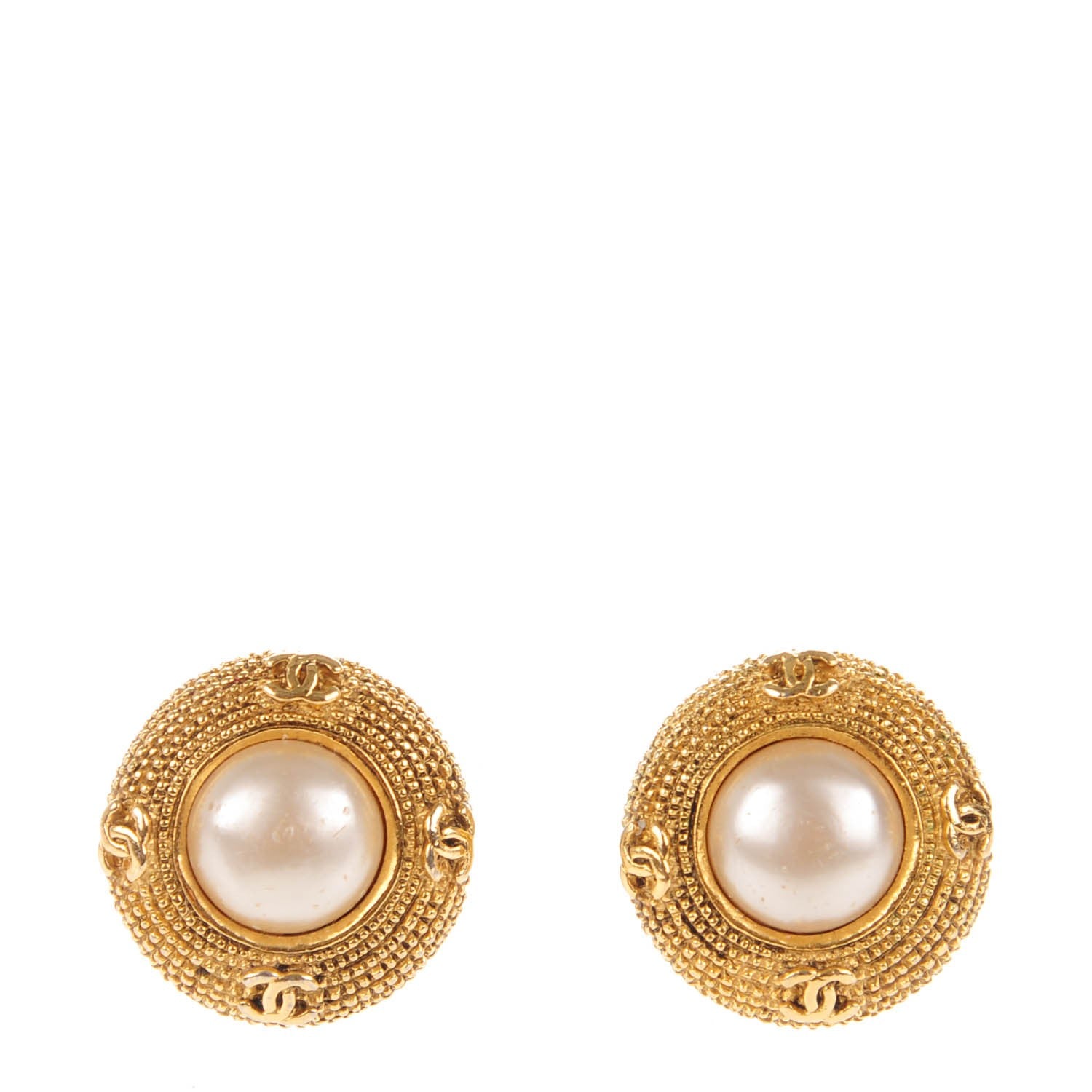 Chanel Pearl CC Clip On Earrings Gold 1 of 4