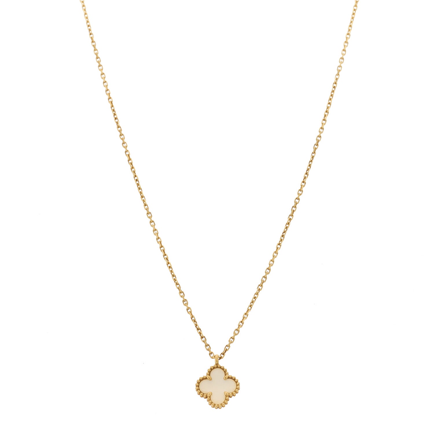 Van Cleef & Arpels 18K Yellow Gold Mother of Pearl Sweet Alhambra Pendant Necklace 1 of 5
