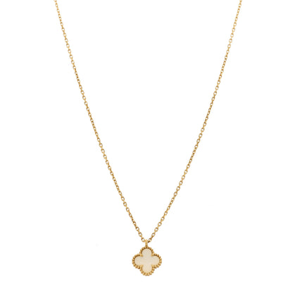 Van Cleef & Arpels 18K Yellow Gold Mother of Pearl Sweet Alhambra Pendant Necklace 1 of 5