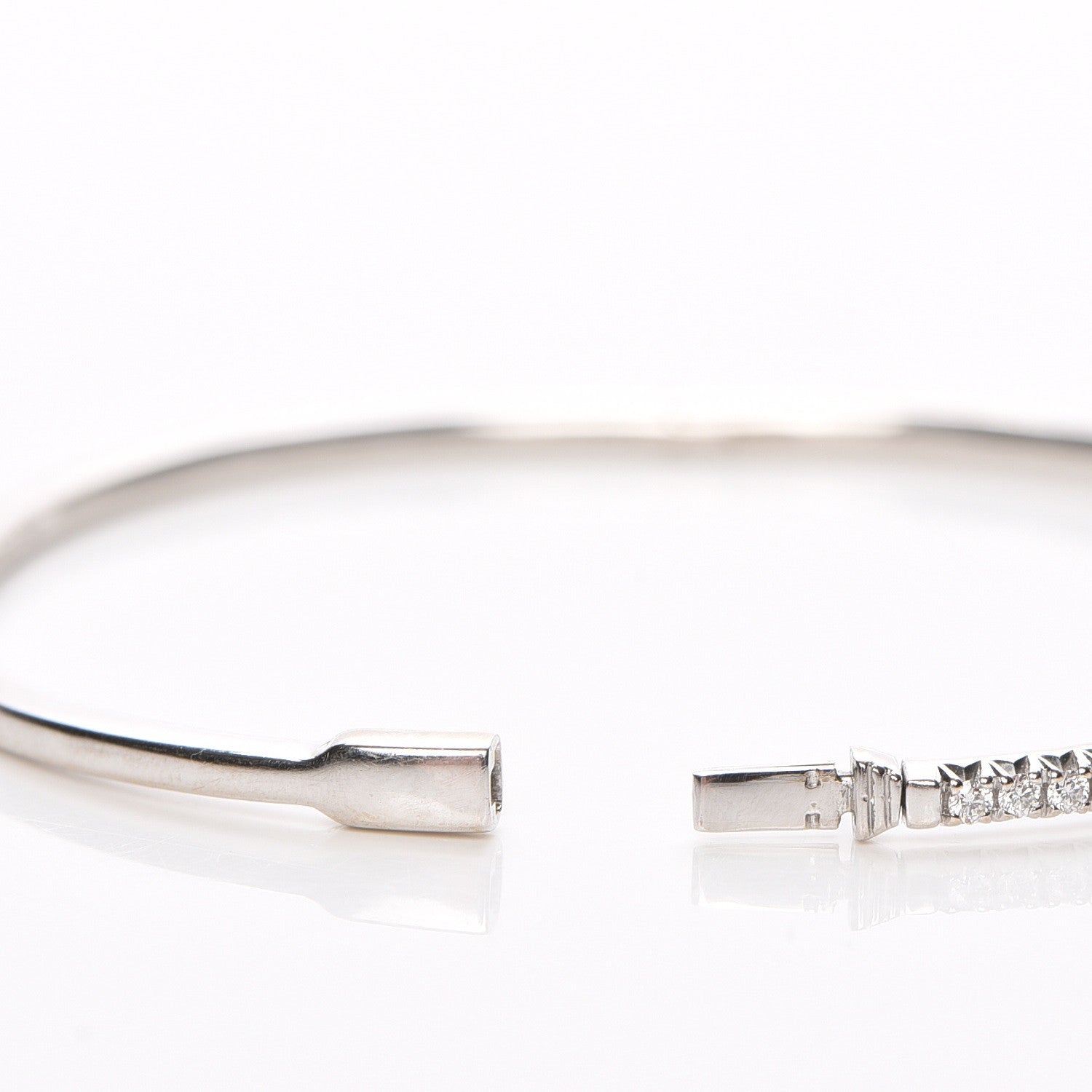 Tiffany 18K White Gold Diamond Metro Hinged Bangle Small 6 of 7