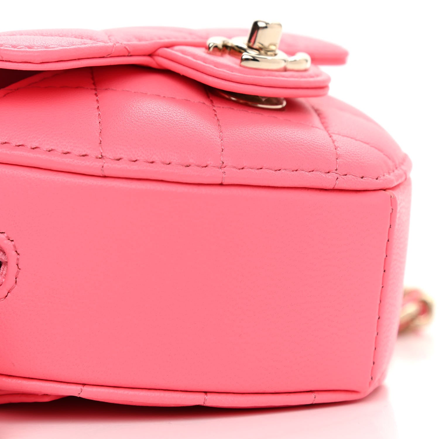 Chanel Lambskin Quilted CC In Love Heart Waist Belt Bag With Chain Pink 10 of 12