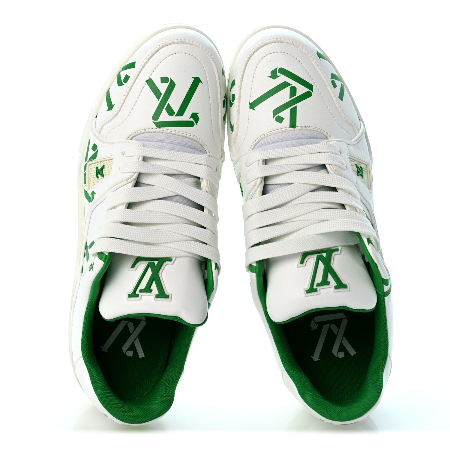 Louis Vuitton Mens LV Trainer Upcycling Sneakers 8.5 White Green 2 of 10