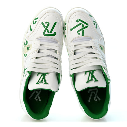 Louis Vuitton Mens LV Trainer Upcycling Sneakers 8.5 White Green 2 of 10