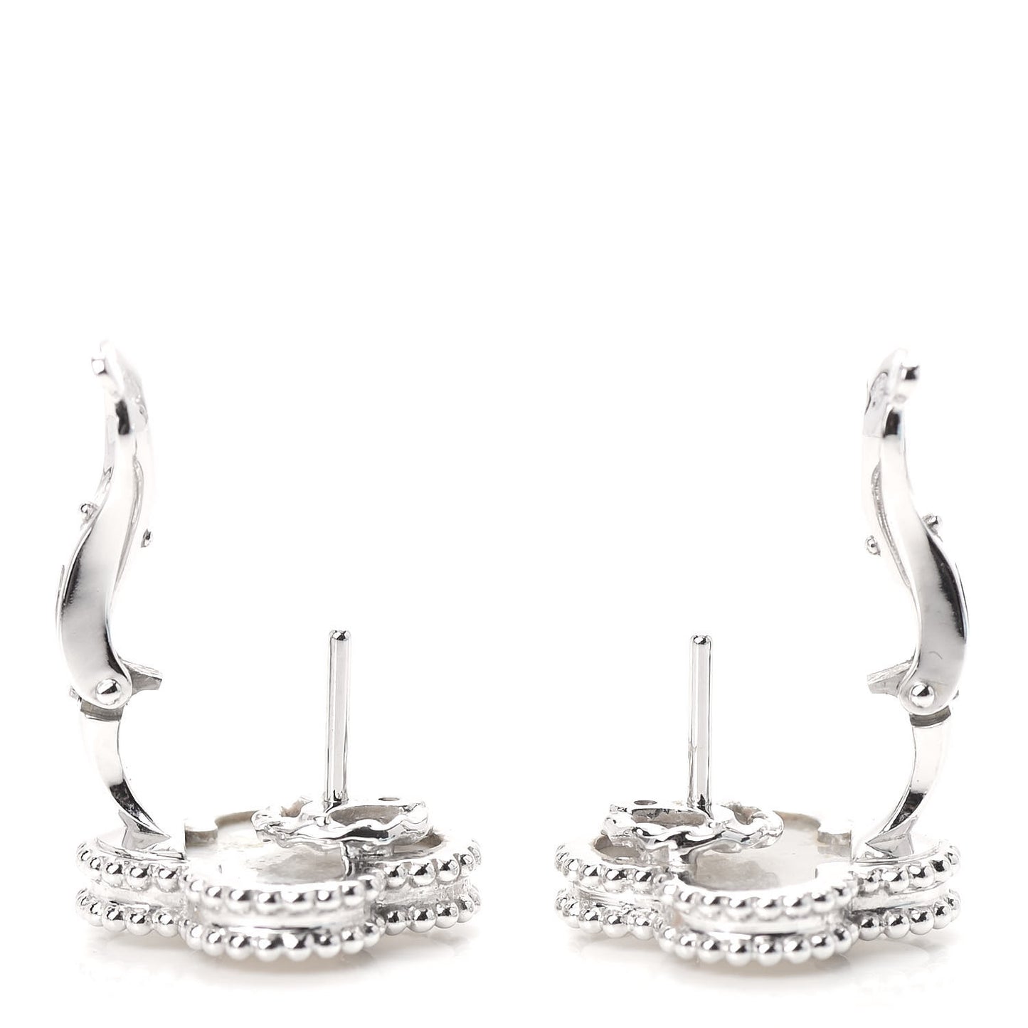 18K White Gold Mother of Pearl Vintage Alhambra Earrings