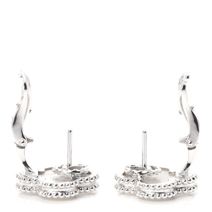 Van Cleef & Arpels 18K White Gold Mother of Pearl Vintage Alhambra Earrings 3 of 6