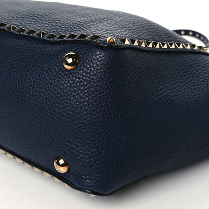 Valentino Garavani Pebbled Calfskin Medium Rockstud Tote Marine 9 of 11