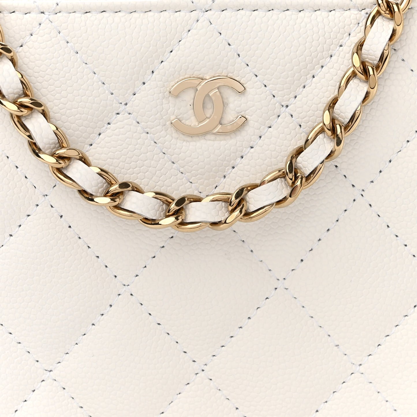 Caviar Quilted Camera Bag White