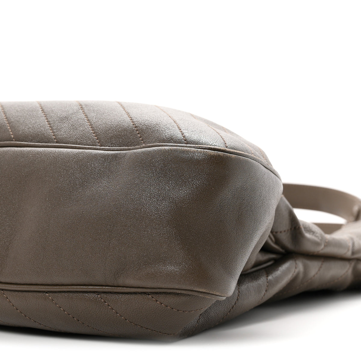 Sakai Be Green Calfskin Diagonal Stitched Medium Blondie Tote Craclet Brown