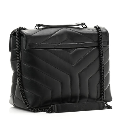 Saint Laurent Calfskin Y Quilted Monogram Monochrome Small Loulou Chain Satchel Black 2 of 9