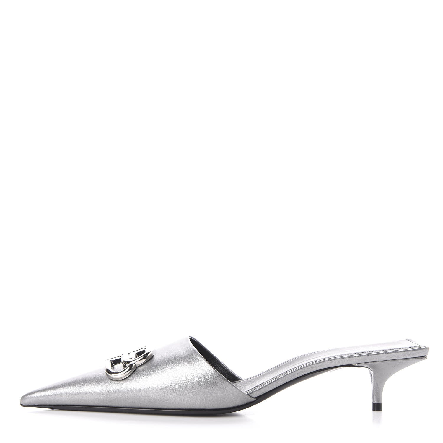 Balenciaga Calfskin BB Pointy Toe Mule 10 Gray 1 of 11