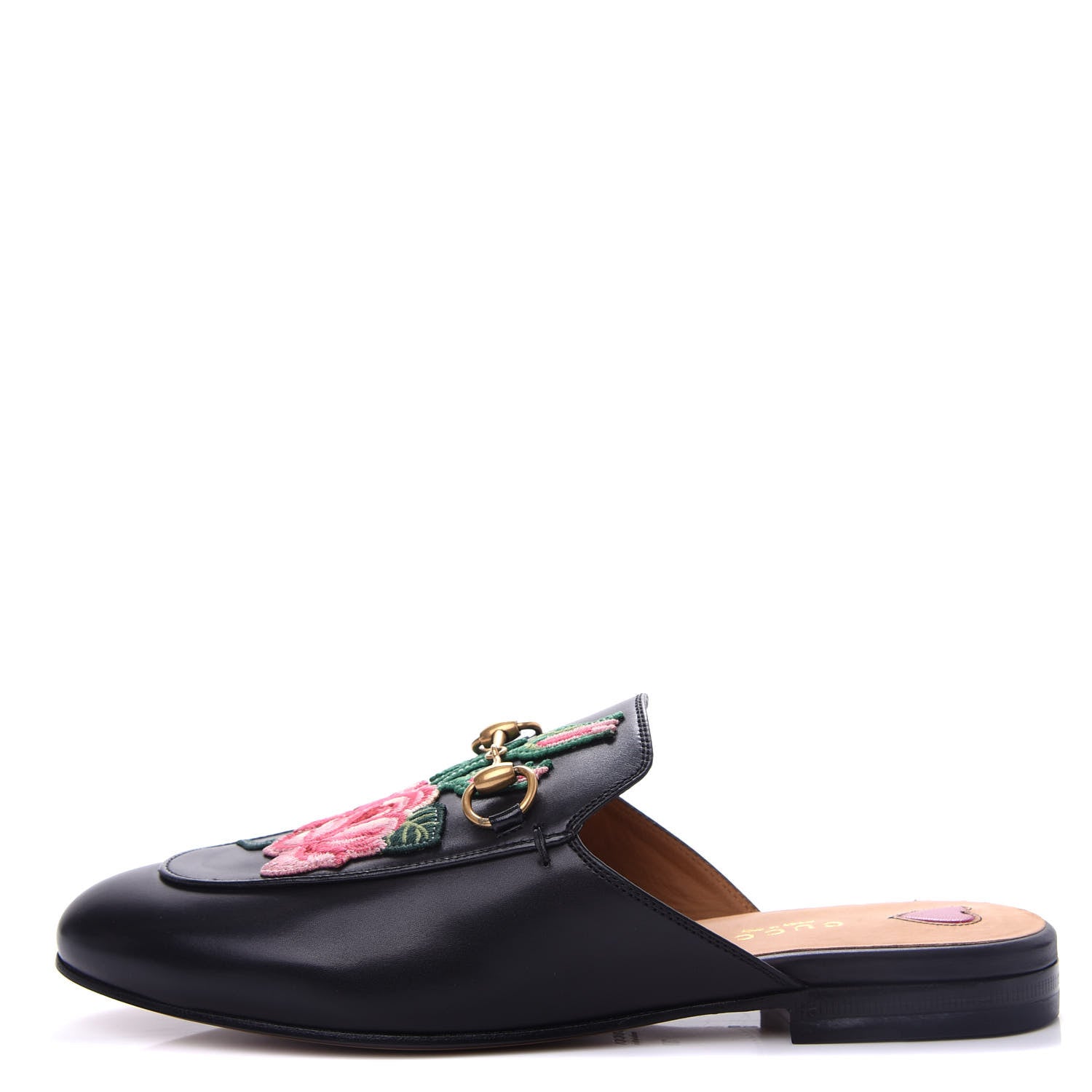 Gucci Calfskin Flower Embroidered Princetown Slippers 37 Black 1 of 12