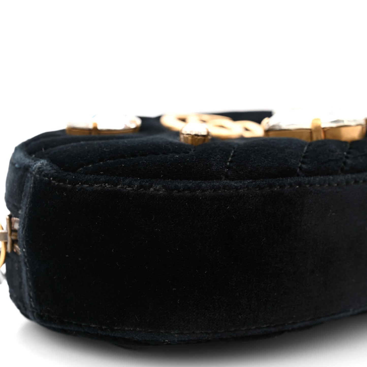 Velvet Matelasse Marquise Crystals GG Marmont Belt Bag 95 38 Black