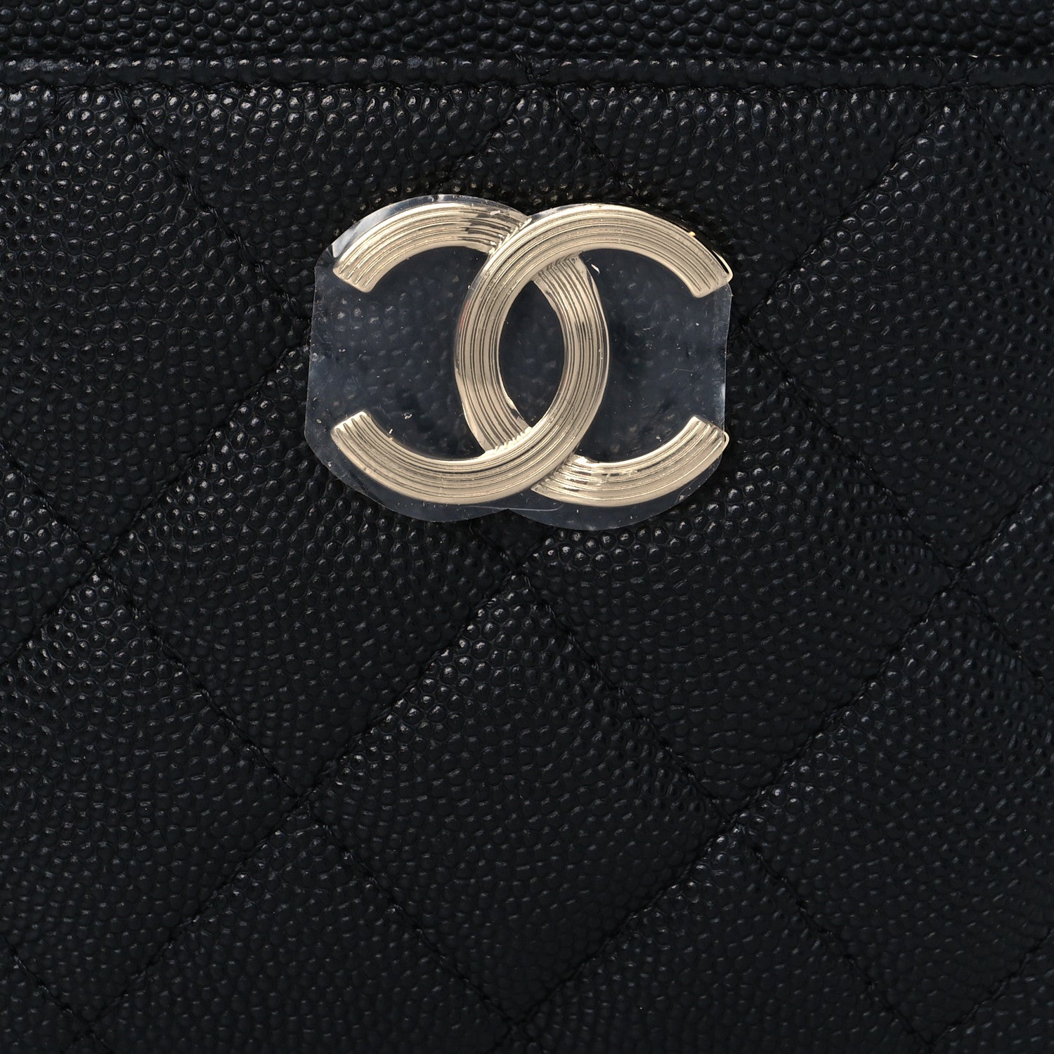 Chanel Caviar Metal Quilted Striated Zip Card Holder Wallet Black 8 of 9