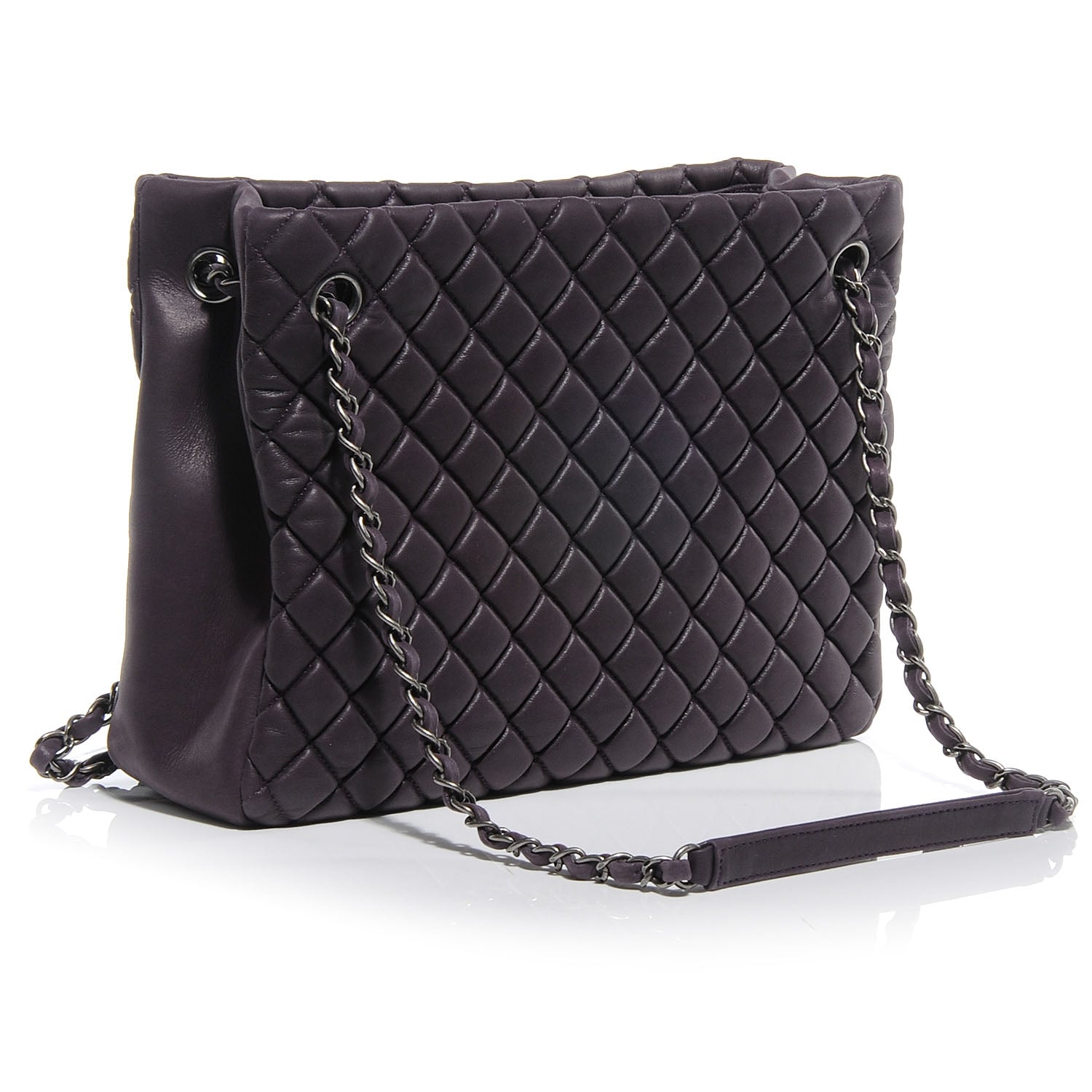 Chanel Iridescent Calfskin New Bubble Quilt Small Tote Plum 3 of 9
