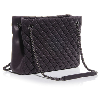 Chanel Iridescent Calfskin New Bubble Quilt Small Tote Plum 3 of 9