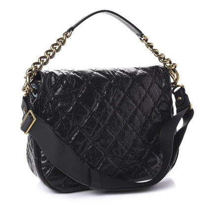 Chanel Crumpled Grained Calfskin Medium Coco Pleats Messenger Flap Black 3 of 11